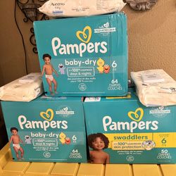 Pampers #6  $20 Por Caja Y Un Wipe 