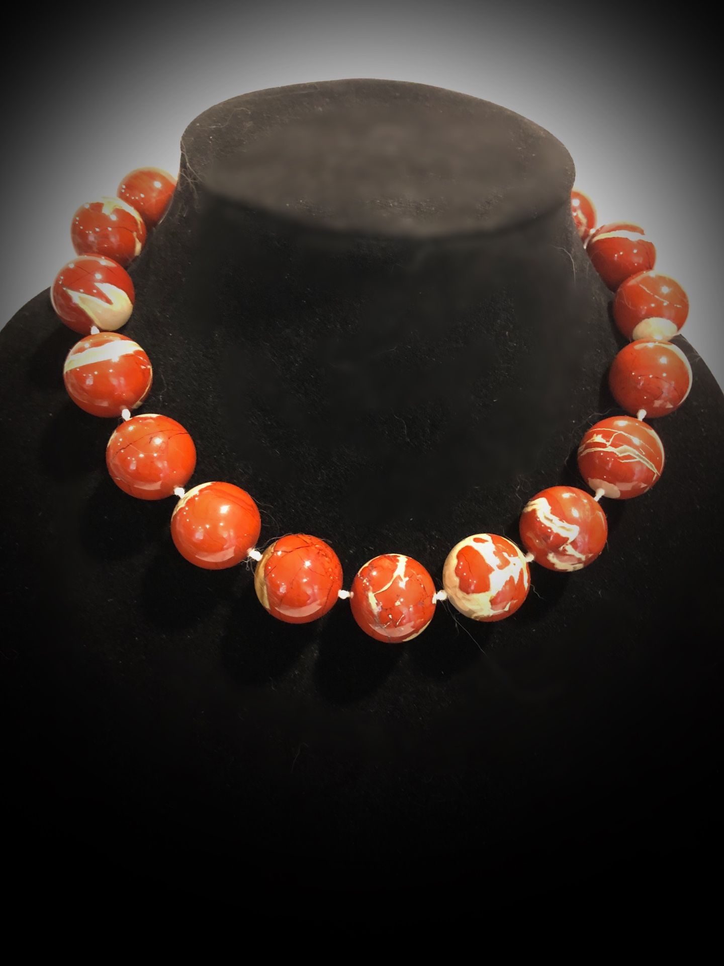 Fabulous fancy jasper vintage choker necklace 18”