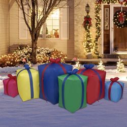 6 Ft Christmas Inflatables Gift Boxes Air Blown Lights Decor Home Indoor Outdoor Yard Lawn Decoration
