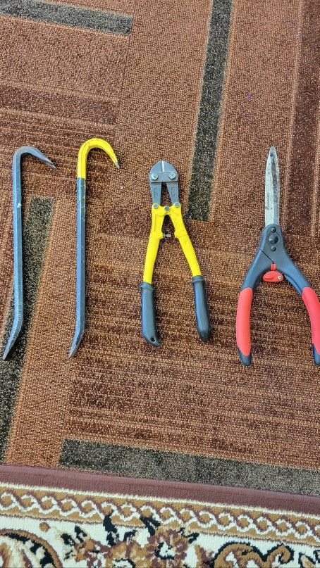 Crowbar, Bolt Cutter, Garden Hedge Shears