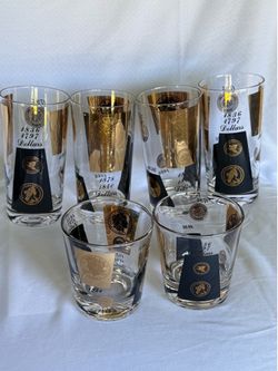 22k gold Vintage Gold Coin Dollar Glasses Set - 6-piece Tumblers
