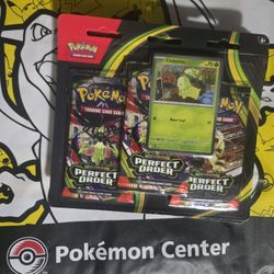 Pokemon TCG Mega Evolution Perfect Order 3 Pack Blister Chikorita