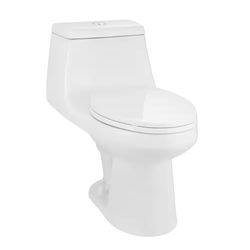 McClure 12 inch Rough In One-Piece 1.1 GPF/1.6 GPF Dual Flush Elongated Toilet in White Seat Included