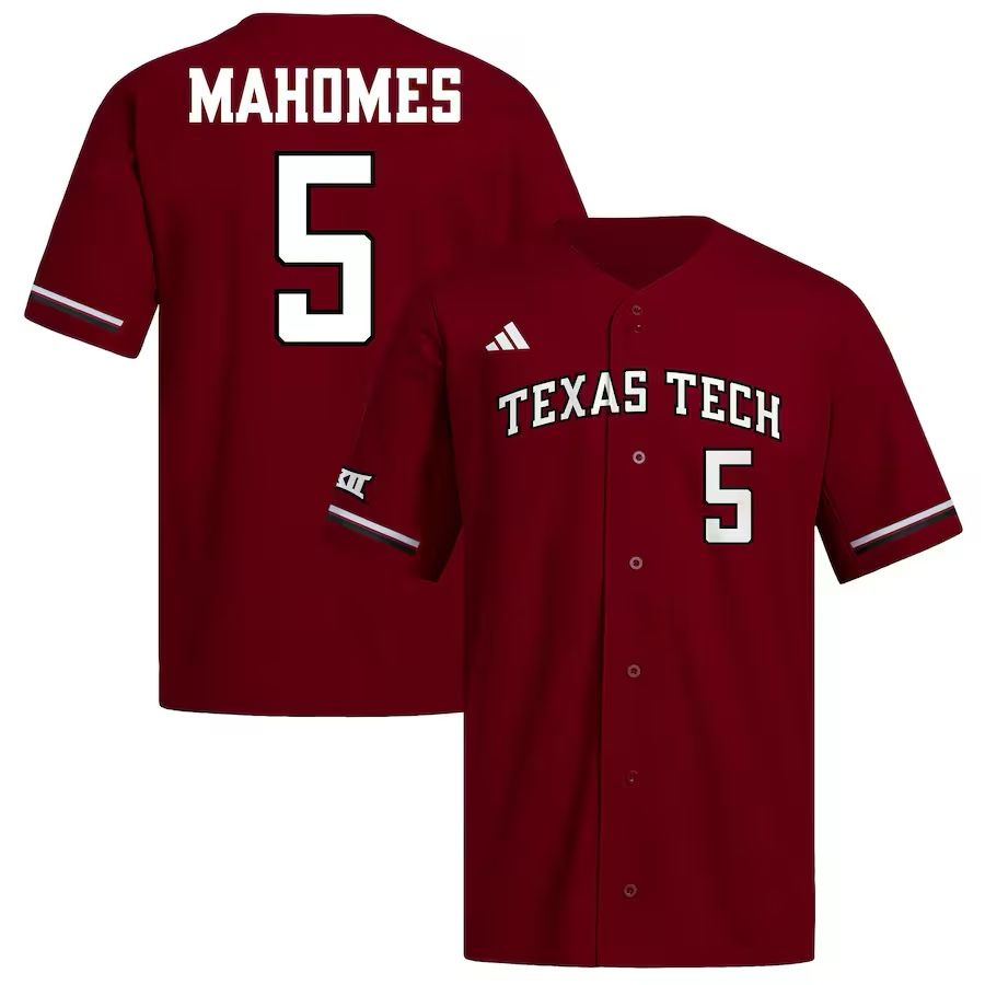 Adidas Texas Tech Patrick Mahomes Red Baseball Jersey Red Raiders