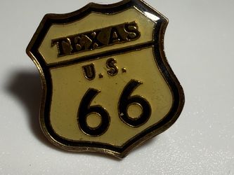 Vintage Texas U.S. Route 66 Highway Shield Enamel Lapel Pin PWC