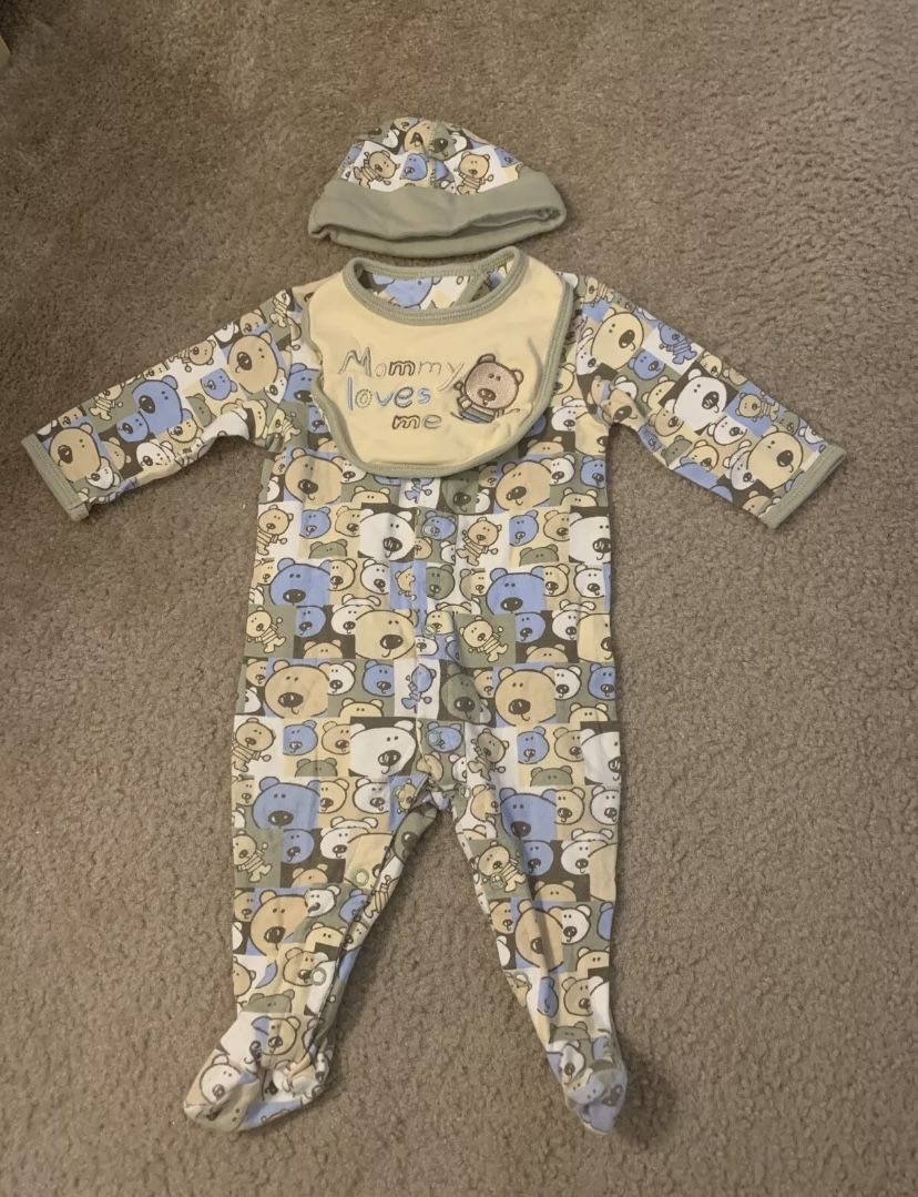 Baby Miniwear 6-9 Months Boys Girls Teddy Bears 3 Piece Set
