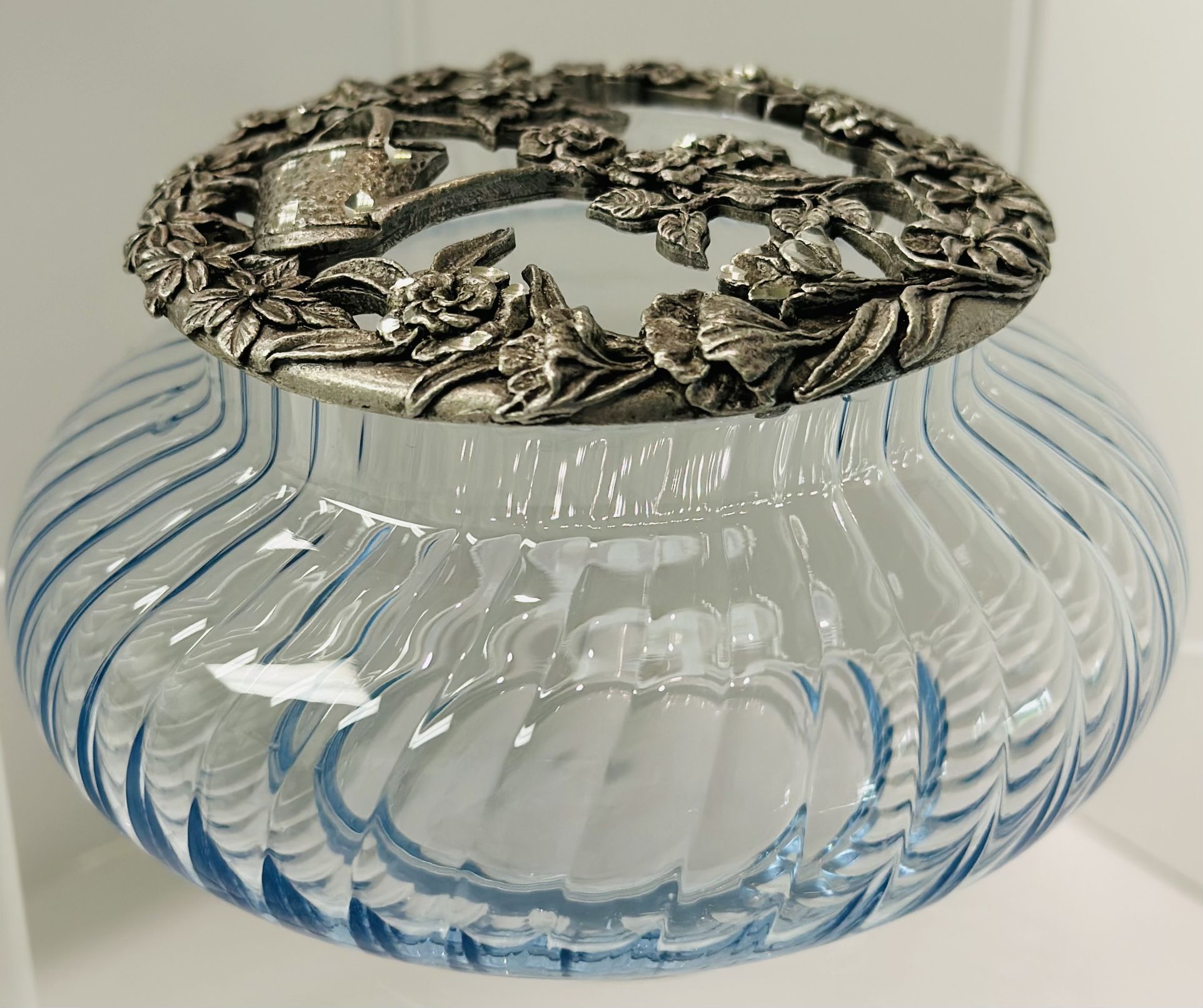 Vintage Glass & Pewter Potpourri Jar