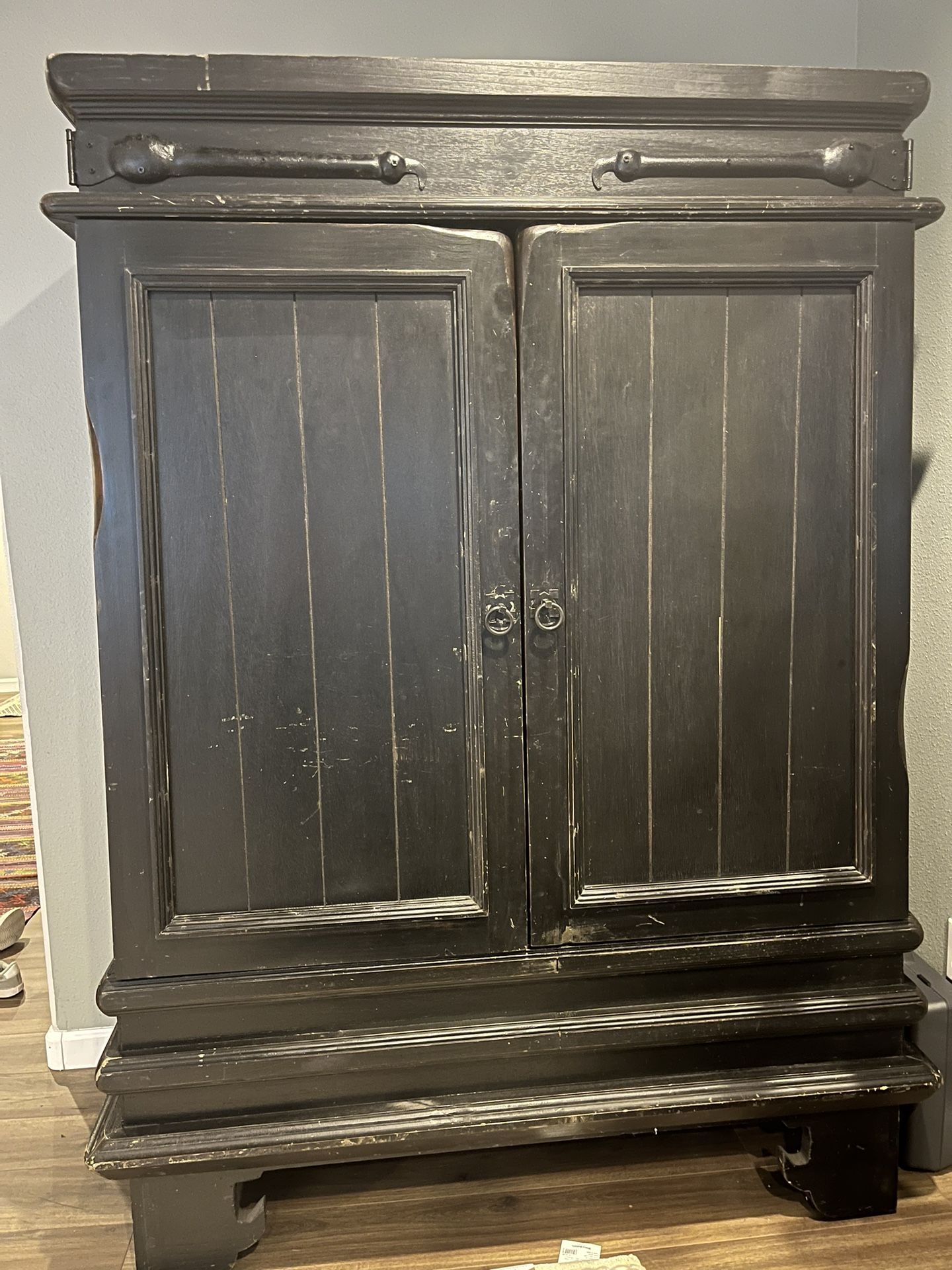 Rustic Black Solid Wood Armoire – Reclaimed Look, Heavy & High Quality