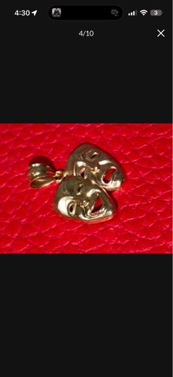 Gold Comedy Tragedy Mask Pendant