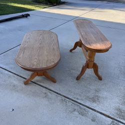 Oak Table Set, Coffee And Console Tables
