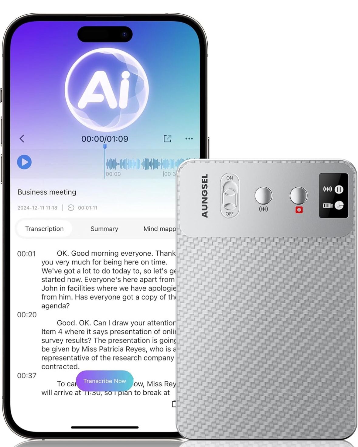 Voice Recorder, Transcribe & Summarize AI Audio