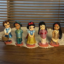 Disney Animators Princess Collection  lot of 5 PVC figurines cake toppers toys  3” 