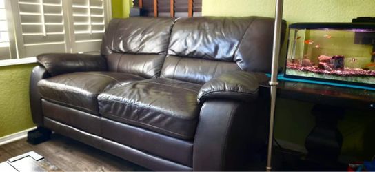 Dark Brown Top Grain Leather Loveseat and Armchair from Costco