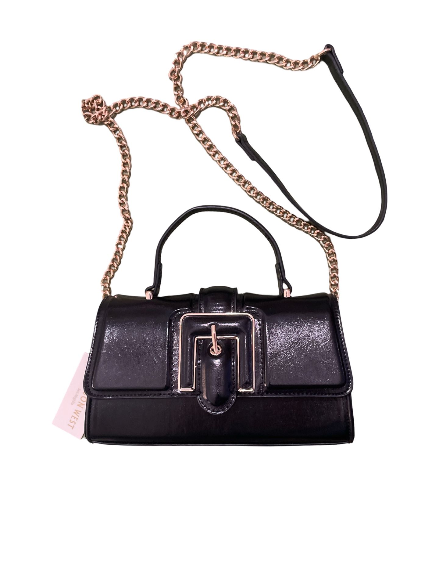 Glossy Black Crossbody Bag