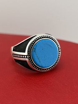 New 925 Sterling Silver Turquoise Men’s Ring