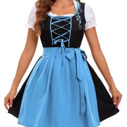 Oktoberfest Dirndl Dress for German Traditional Bavarian Blue, XL *BRAND NEW*