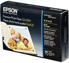 Epson S041727 Premium Photo Paper, 68 lbs., High-Gloss, 4 x 6 (Pack of 100 Sheets),White