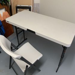 Lifetime 48 In Adjustable Height Folding Table Plus Chair