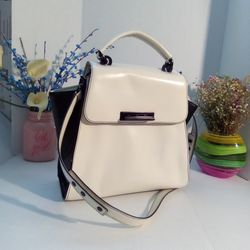 Z Spoke Zac Posen Purse, Eartha Hinged Top Handle White And Black Handbag