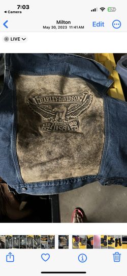  Harley Denim Vest Hardly Worn! Perfect Weather For It Harley Men!!