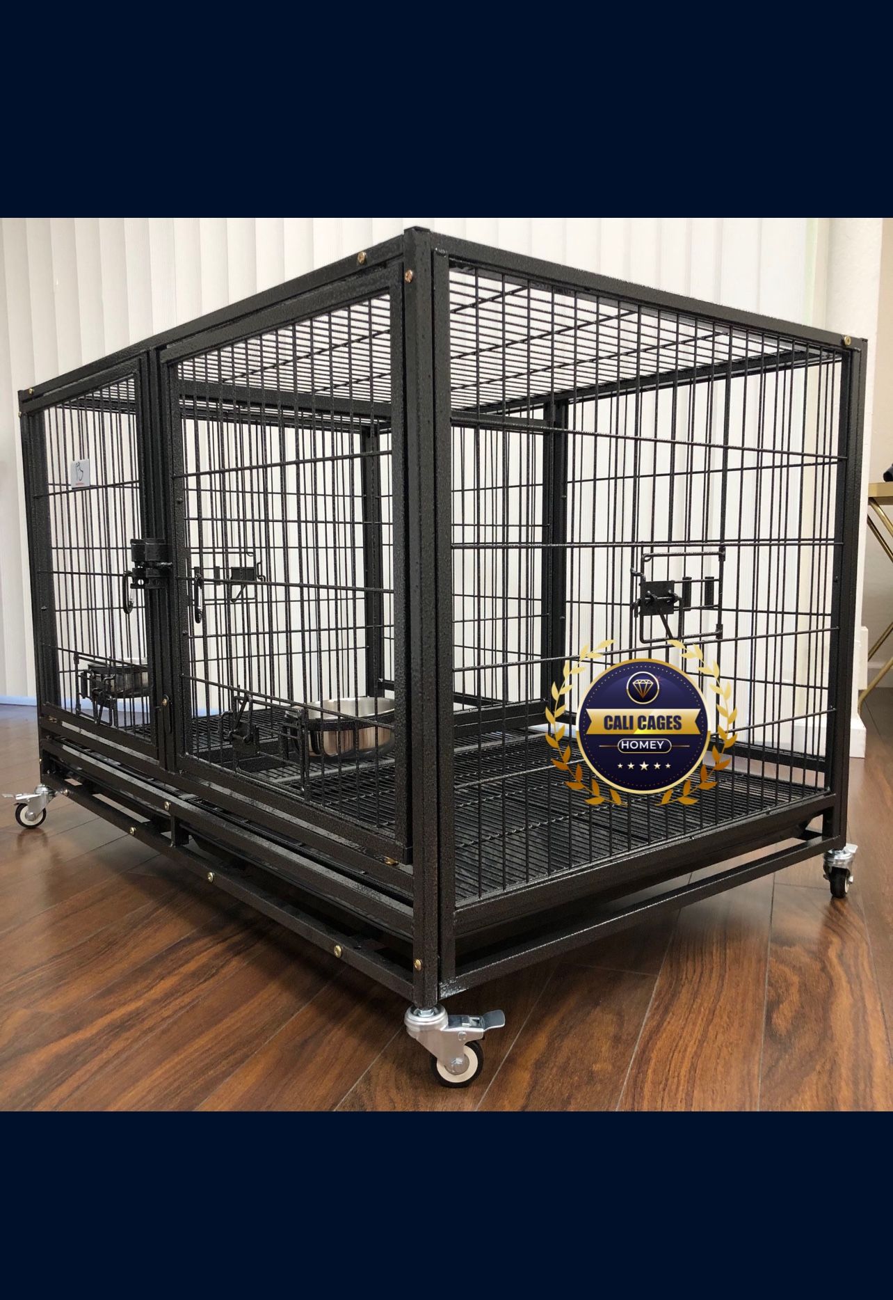 Dog Pet Cage Kennel Size 43” With Divider And Feeding Bowls New In Box 📦