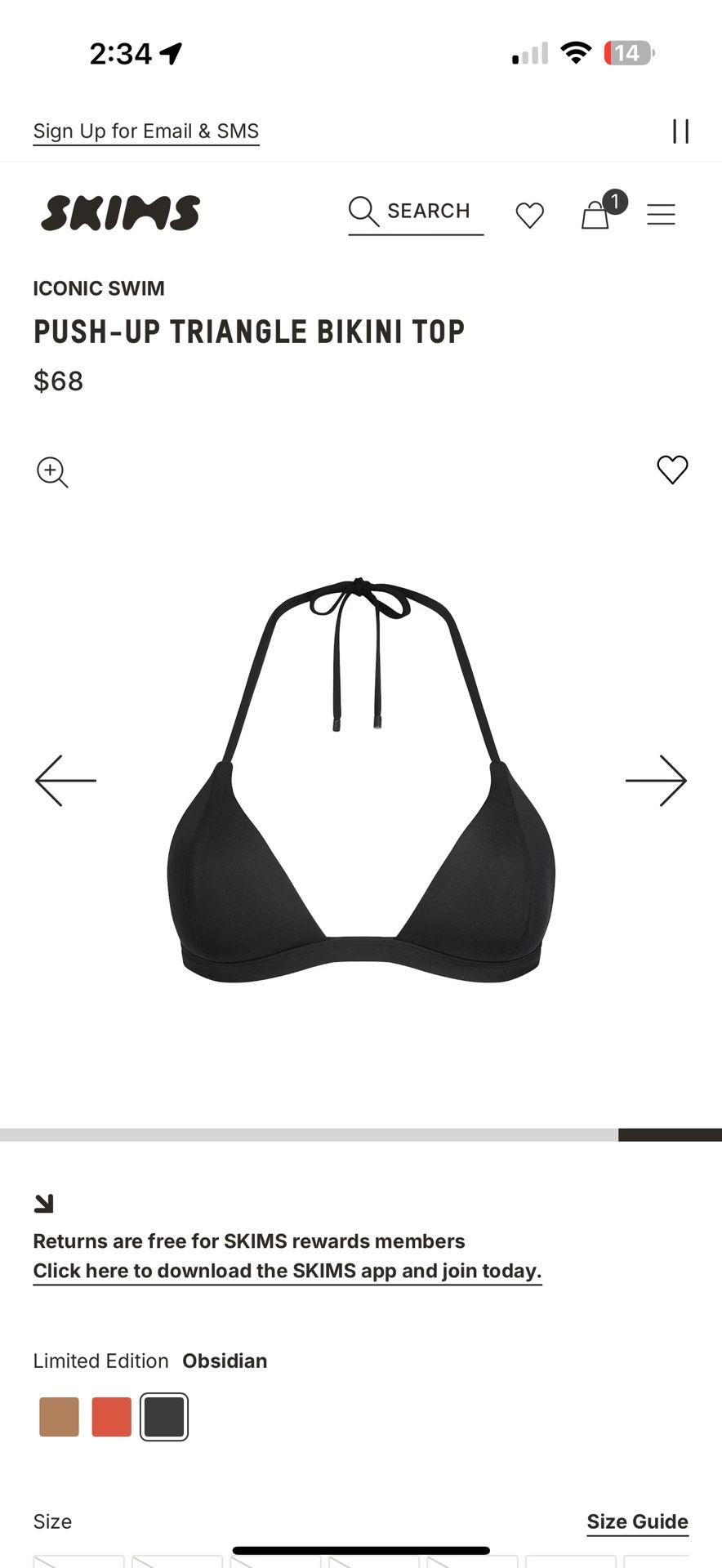 New-Skims PUSH-UP TRIANGLE BIKINI TOP- medium