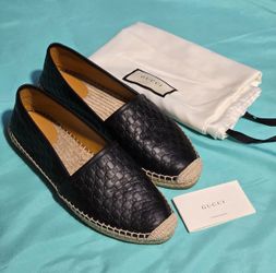 Gucci 567106 Microguccissima Leather Women Shoes Espadrilles Black Size 39