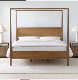 Crate & Barrel Keane Solid wood KING Canopy bed