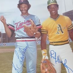 Rickey Henderson & Kt Landreaux Autographed Photo