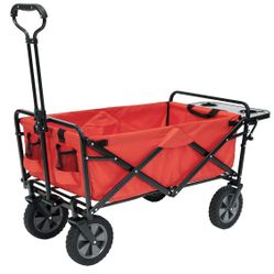 Mac Sports Collapsible Folding Outdoor Utility Wagon with Side Table