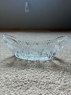 Vintage Clear Glass Oval Relish Serving Dish