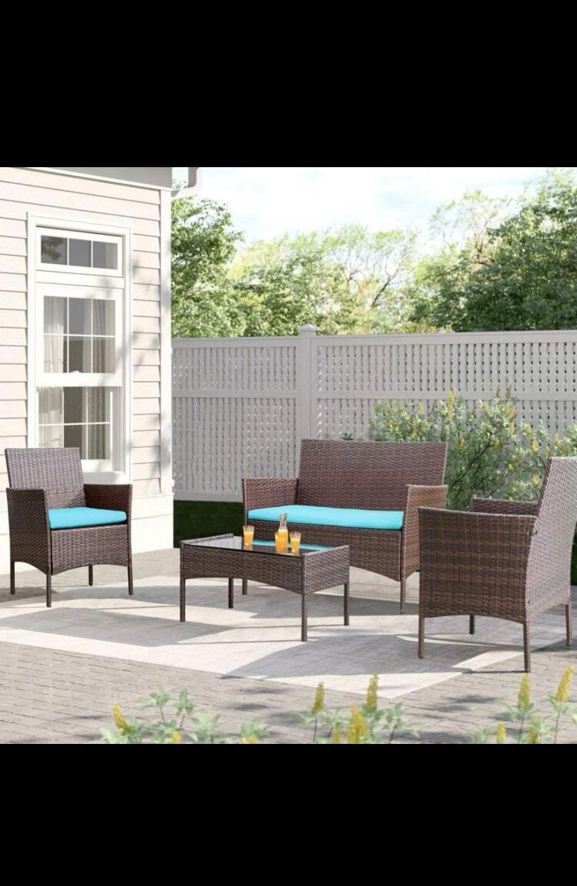 4PCS Patio Furniture Set Cushioned Chair