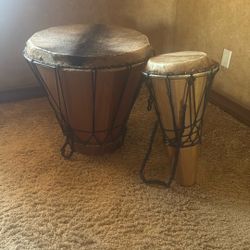 Large Tribal  Drum And Small Drum 
