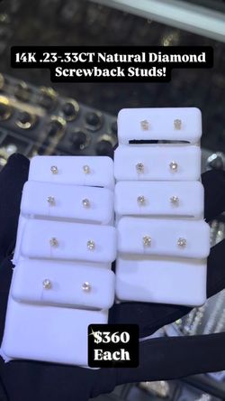 14K .23-.33CT Natural Diamonds Screw-back Studs