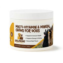 2 pack 4.2 star Dog  Multi-Vitamin and Mineral Chews, Natural Beef Flavor, Immune Health Support, 60 Chews