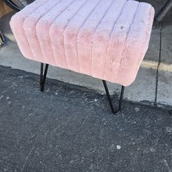 Light Pink Suede Vanity Stool