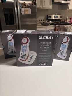Clarity XLC3.4+ Amplified Cordless Phone + 2 XLC7HS Handsets 50dB Hearing