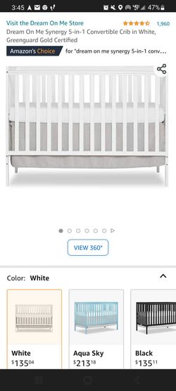 Dream On Me Synergy 5 In 1 White Crib
