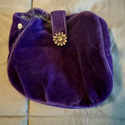 Purple Velvet Cosmetic Bag Purse 
