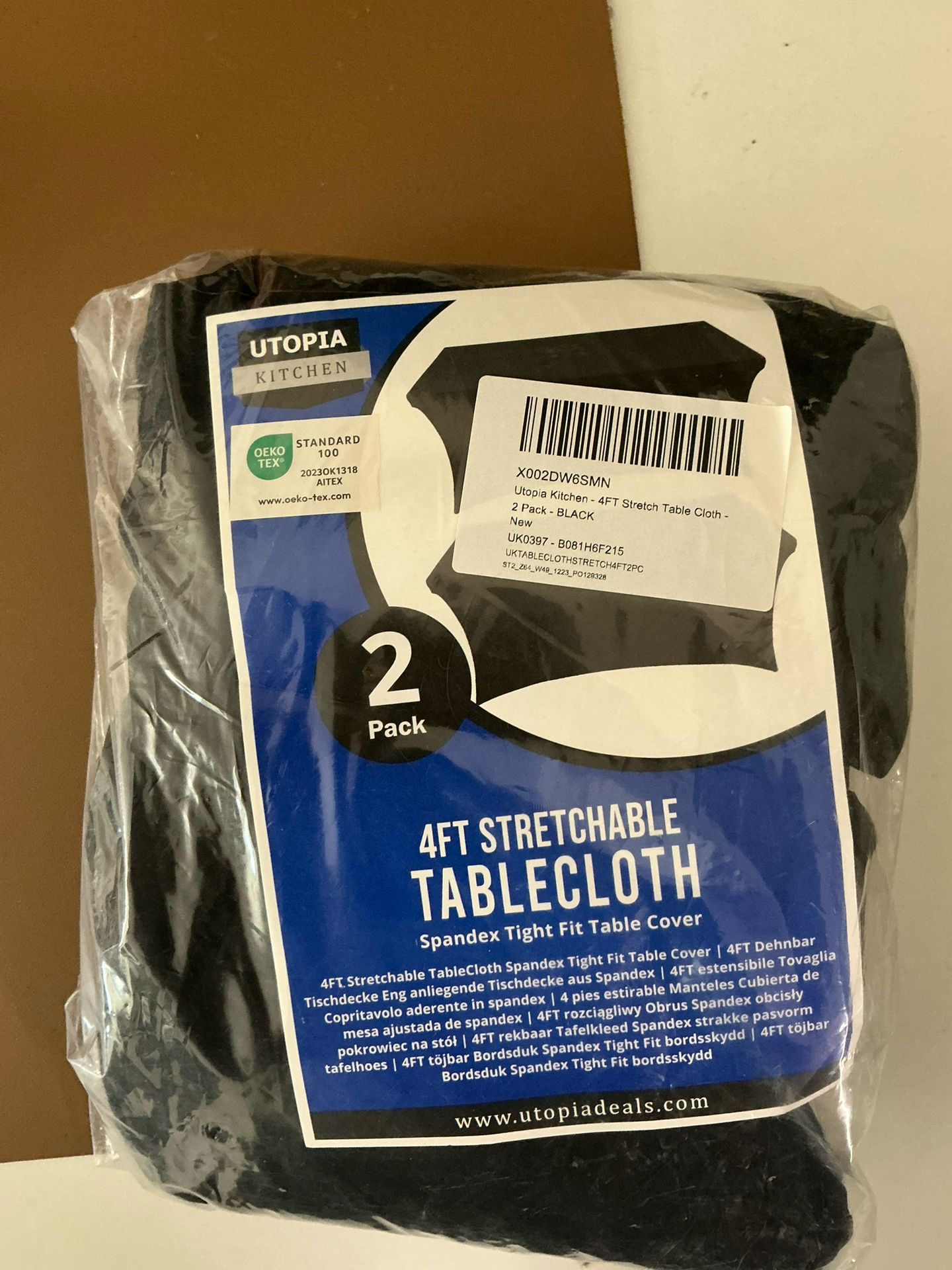 Black, 4 Ft Stretchable Tablecloth - 2 Pack