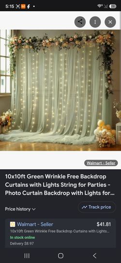 Sheer green(sage) curtains & led curtain lights combo