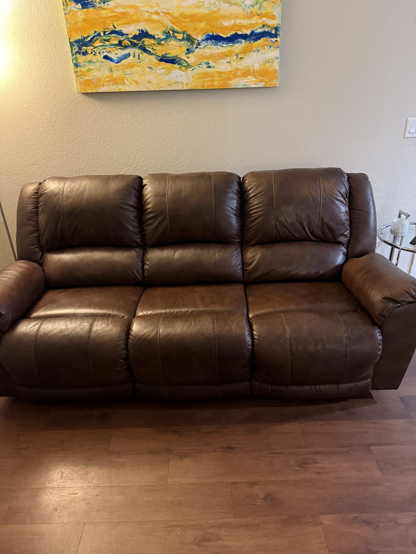 Faux Leather Power Recline Sofa