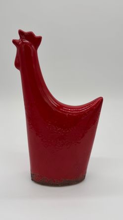Red Glazed Ceramic Rooster Figurine