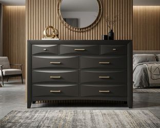 Black Dresser with Gold Handles Northern Suffolk