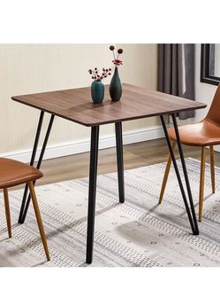 Square Dining Table Wood Top Metal Legs