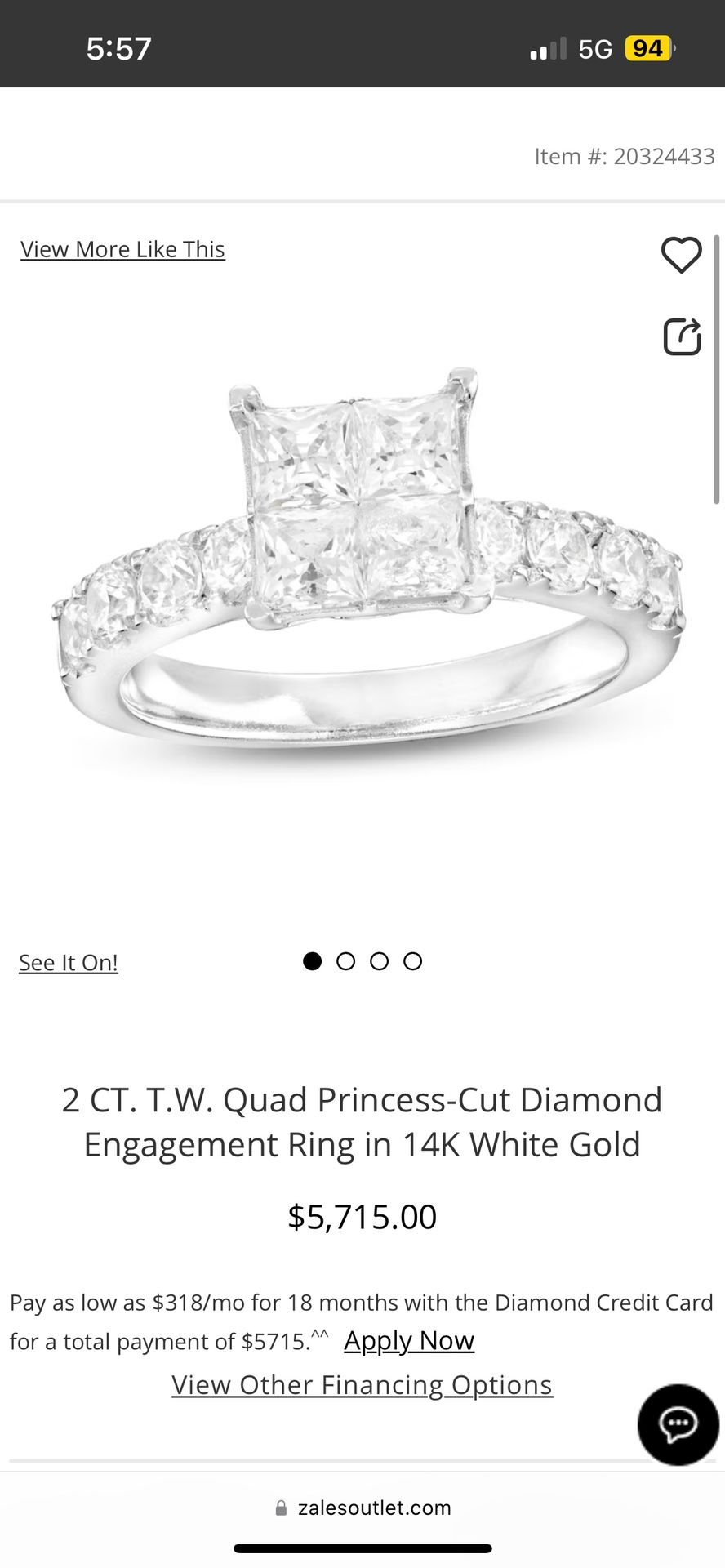  Princess-Cut Diamond Engagement Ring