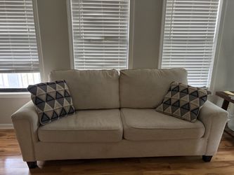 Beige Fabric Two-Seat Sofa/Couch