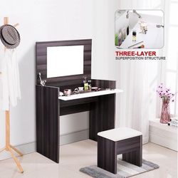 
New Convertible Vanity Table Makeup Desk with Flip-up Mirror & Hidden Storage