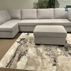 New light gray fabric upholstered doubler sleeper sofa by serta