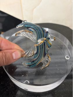 Handmade Art glass angel fish miniature ornament- delicate